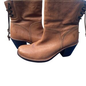 Frye Tan Leather Ankle Boots